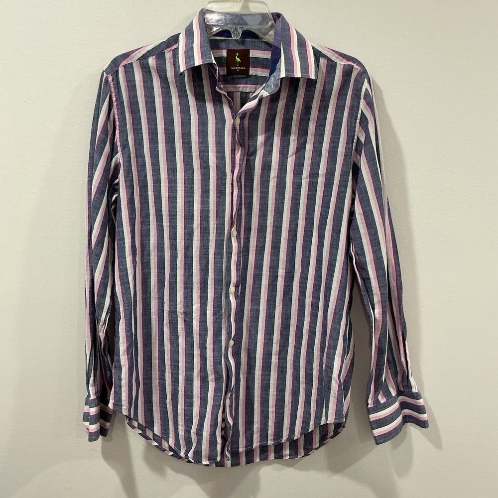 Tailorbyrd Multicolor Striped Collared Long Sleeve Button Up Shirt Mens Medium